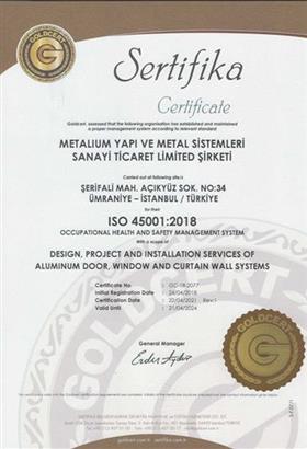 METALIUM YAPI ISO 45001 SERTİFİKA R1 - İNGİLİZCE