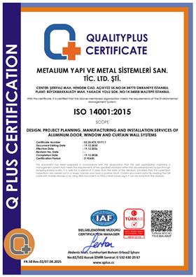 METALIUM YAPI ISO 14001 SERTİFİKA - İNGİLİZCE