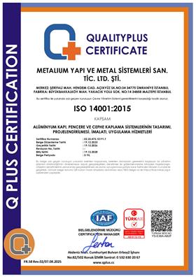 METALIUM YAPI ISO 14001 SERTİFİKA - TÜRKÇE