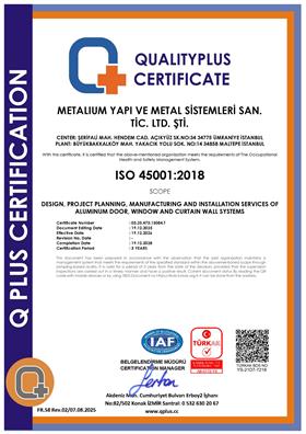 METALIUM YAPI ISO 45001 SERTİFİKA - İNGİLİZCE