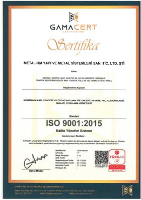METALIUM YAPI ISO 9001 SERTİFİKA - TÜRKÇE